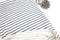 Cream and Heather Dark Blue Narrow Stripe Cotton Blend Sweater Knit Fabric by the yard